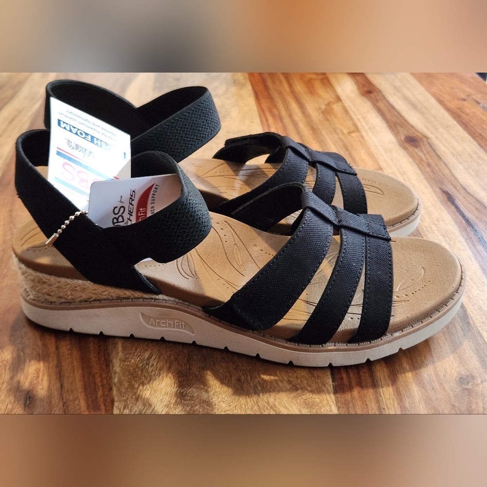 BOBS From Skechers Black Strappy Beach Kiss- Be Breezy Sandal - Picture 2 of 7